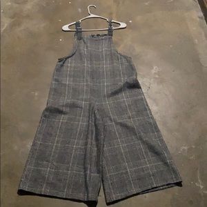 Plaid print overalls